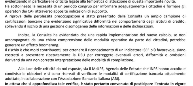 Posticipato il Nuovo Calcolo ISEE: Report Incontro Consulta CAF, MdLPS, INPS e AdE